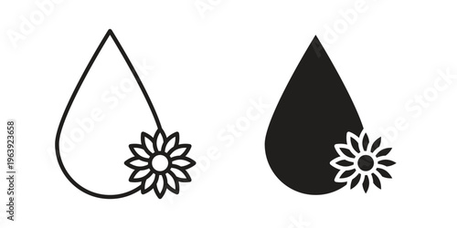 Sunflower oil icon and symbol. Vector logo design element.