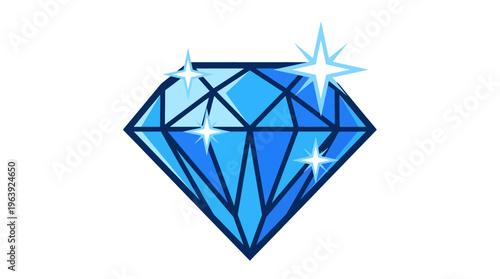 Shiny blue diamond gemstone sparkling with bright highlights