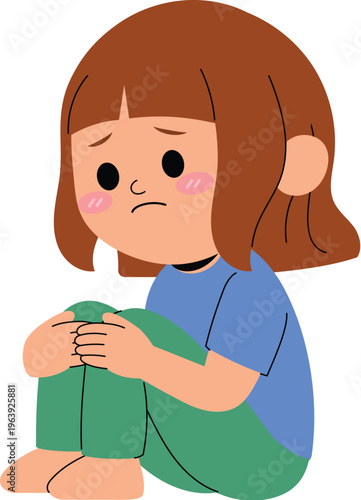 Sad Girl Sitting Alone and Feeling Lonely illustration