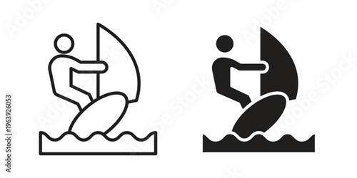 Windsurf icon and symbol. Vector logo design element.