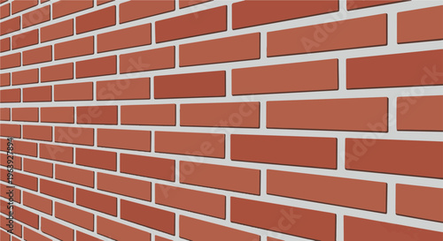 A repeating pattern of red bricks creates a textured wall surface