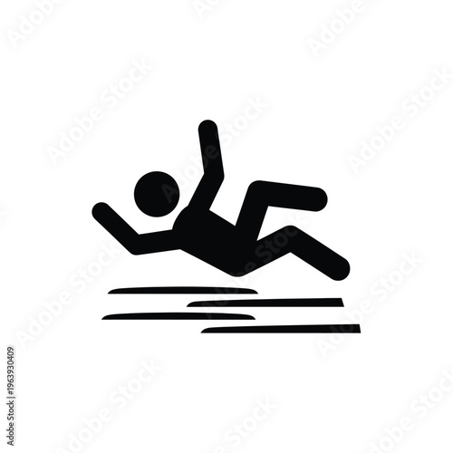 Illustration of vector swimming icon with person in water dynamic motion depicted in simple black lines