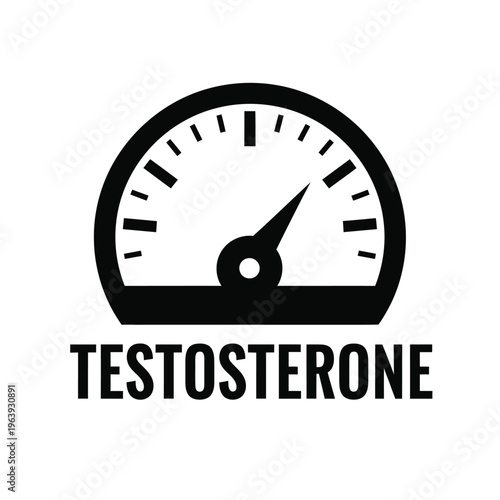 Illustration of vector testosterone level gauge meter icon for health and medical concepts