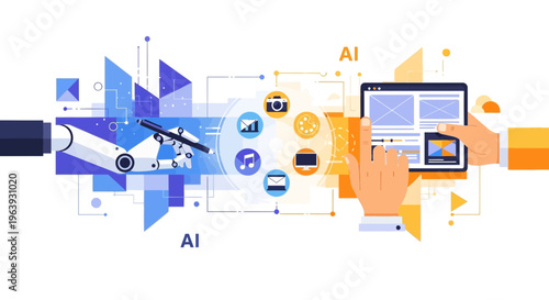 A futuristic brainstorming session with AI technology and innovative ideas