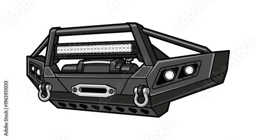 Heavy duty steel off-road front bumper with winch and hooks