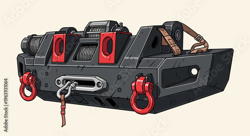 An off-road SUV bumper with recovery equipment installed outdoors on a vehicle