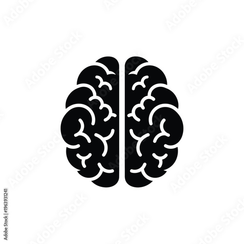Illustration of vector brain icon with detailed cerebral design