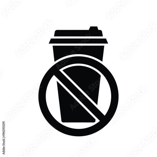 Illustration of vector no disposable coffee cup sign or symbol