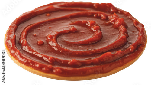 Tomato sauce on a pizza base red sauce pizza crust food isolated on a transparent background