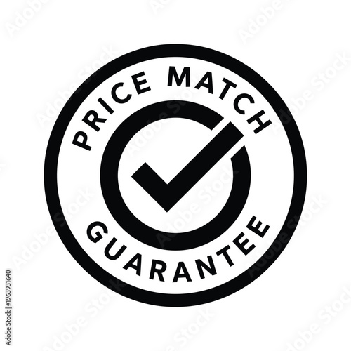 Illustration of vector price match guarantee seal with checkmark
