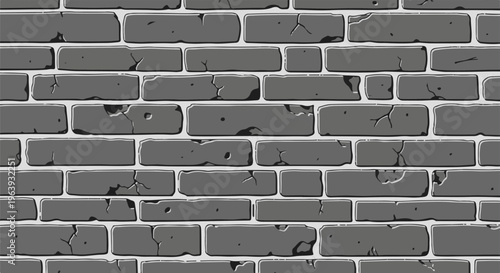 A textured, seamless pattern of grey, weathered bricks with visible cracks and chips