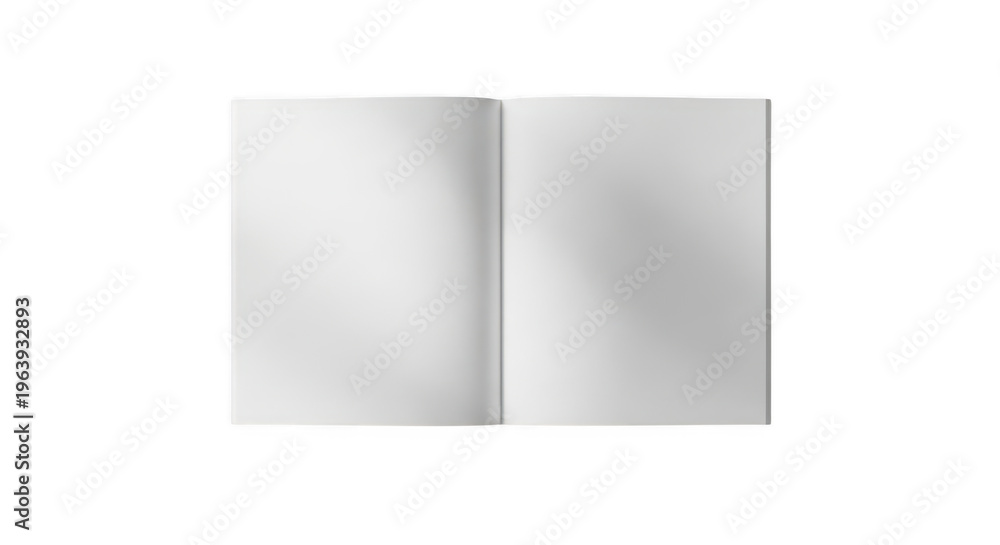 Fototapeta premium An open book with two blank white pages spread flat for writing notes or displaying content design isolated on transparent background,png