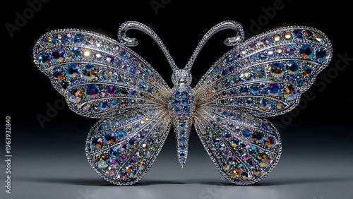 Exquisite Crystal-Studded Butterfly Art Piece Shimmering with Elegance