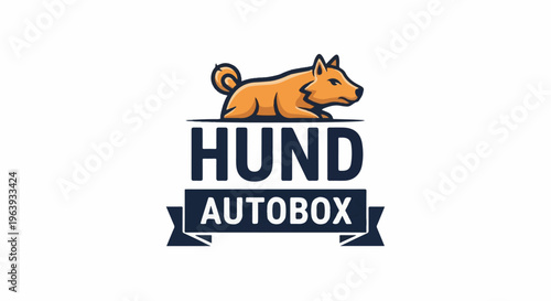 A stylized orange dog rests above dark blue text reading HUND AUTOBOX