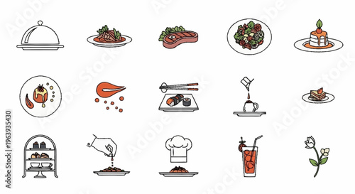 Culinary Delights - An Array of Food and Beverage Icons.