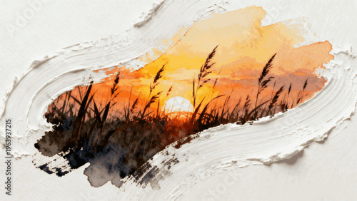 Final Sun Last Light of the Day isolated watercolor vector illustration svg