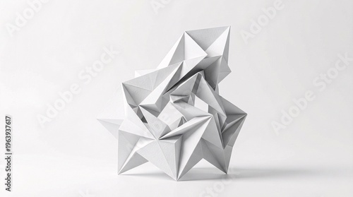 Abstract geometric origami folded purely from crisp white paper successfully represents agile transformation and highly adaptable models.