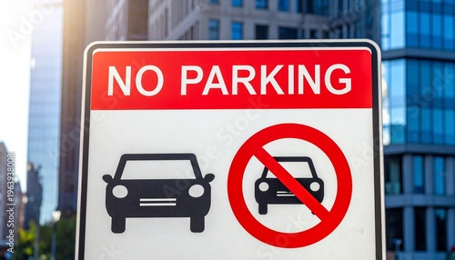 Red no parking traffic sign with car icon