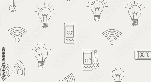 Seamless Pattern of Smart Home Technology Icons