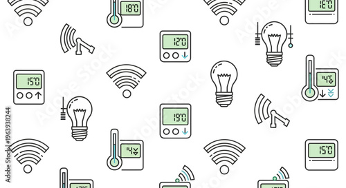 Smart Home Technology Seamless Pattern with IoT Icons