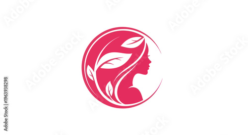Woman silhouette with floral elements logo