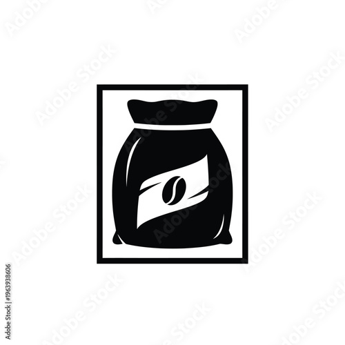 Illustration of vector coffee bean bag design with simple black and white graphics