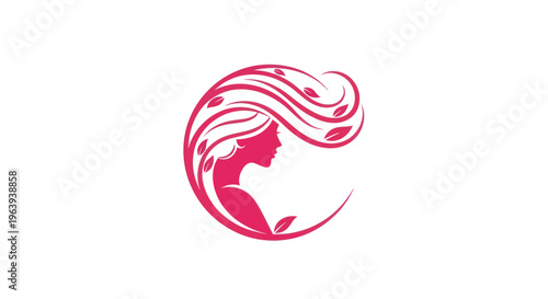 Woman silhouette with flowing hair graphic