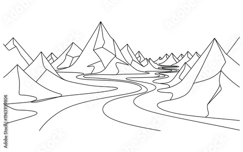 A Serene Mountain Landscape With Winding River