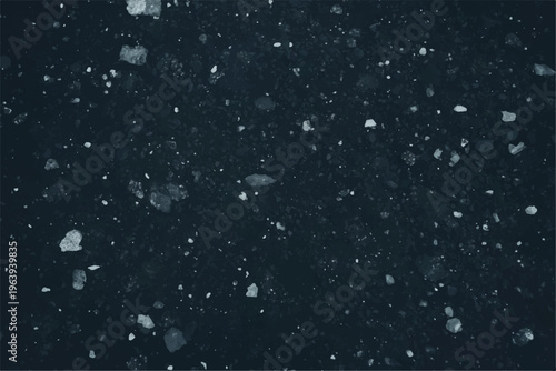 Dark blue terrazzo texture with scattered light grey stone fragments and speckled mineral particles
