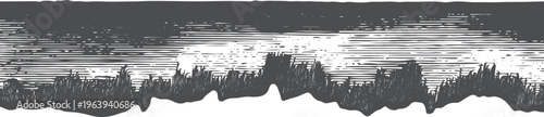 Фотография Dark grey engraved style horizontal border with jagged bottom edge
