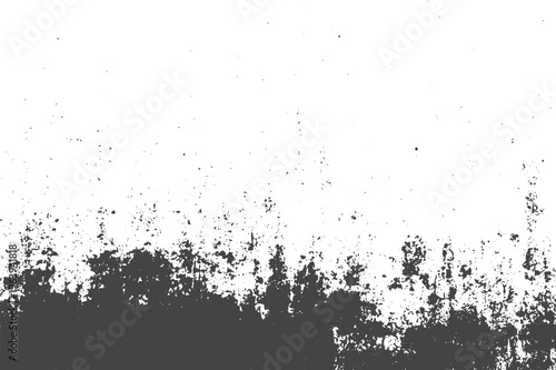 Distressed black and white texture with scattered grainy particles and rough grunge edges