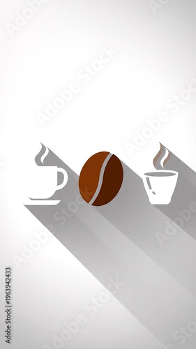 Coffee Bean and Steam Cups Illustration.