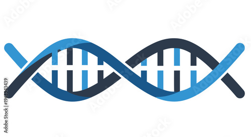 Abstract illustration of a blue dna double helix structure with white lines