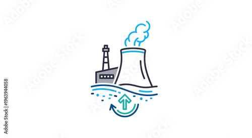 Modern Industrial Power Plant Generating Energy Icon Illustrating Sustainable Production and Environmental Impact Management Concept