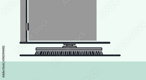 Abstract depiction of a monitor placed on a brush