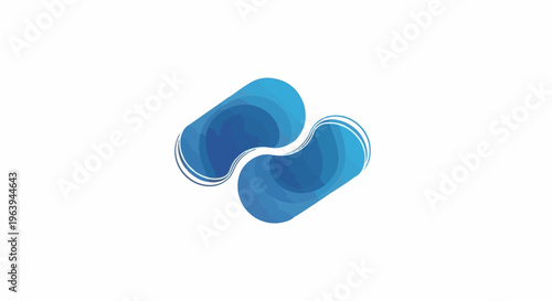 Abstract fluid shapes in shades of blue with outline