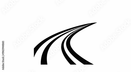 Abstract graphic of converging curved black lines on a white background