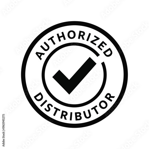 Illustration of vector authorized distributor seal with checkmark