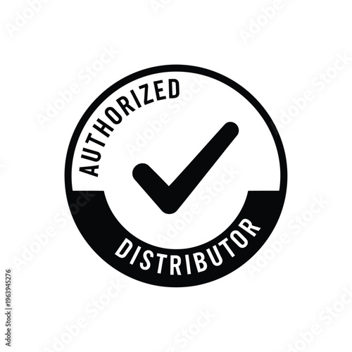 Illustration of vector authorized distributor logo with checkmark symbol