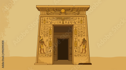 Ancient Egyptian Temple Entrance Gate.