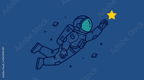 Astronaut Reaches for Star Space.