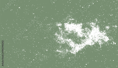 Sage green background with white distressed grunge texture and speckled particles