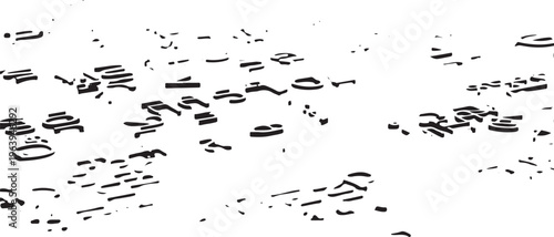 Scattered black ink blotches and distorted shapes on white background