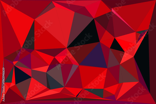 Photos Abstract geometric polygon pattern background with triangles in bold red and black colors