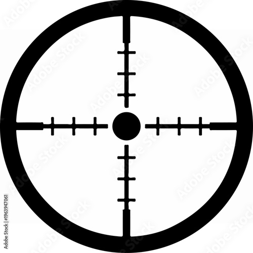 Black rifle scope crosshair sight.