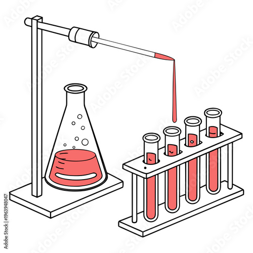 Laboratory equipment with test tubes and beaker science