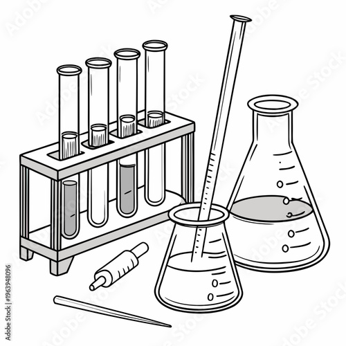 Laboratory Equipment including Test Tubes and Beakers