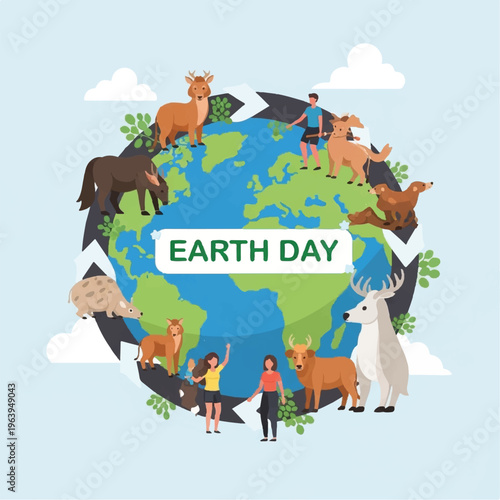 People celebrate Earth Day with animals and plants around the globe outdoors