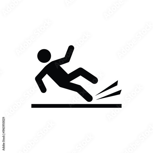 Illustration of vector graphic showing person slipping and falling on icy or oily surface