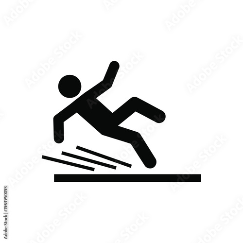 Illustration of vector slipping man icon caution slippery surface warning sign